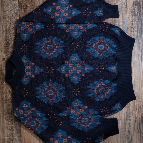 Vintage Warren Scott Wool Blend Crewneck Old Man Sweater Size Large Patterned - Picture 3 of 11